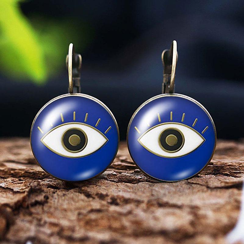 Helle Farbe Glas Cabochon Evil Eye Ohrstecker Modeschmuck Trendy Tier Auge Frauen Charms Französisch Ohrring
