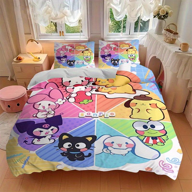 3pcs Sanrio Characters Breathable Polyester Bedding Set Soft Duvet Cover and 2 Pillowcases,Suitable for All Seasons, 082645b