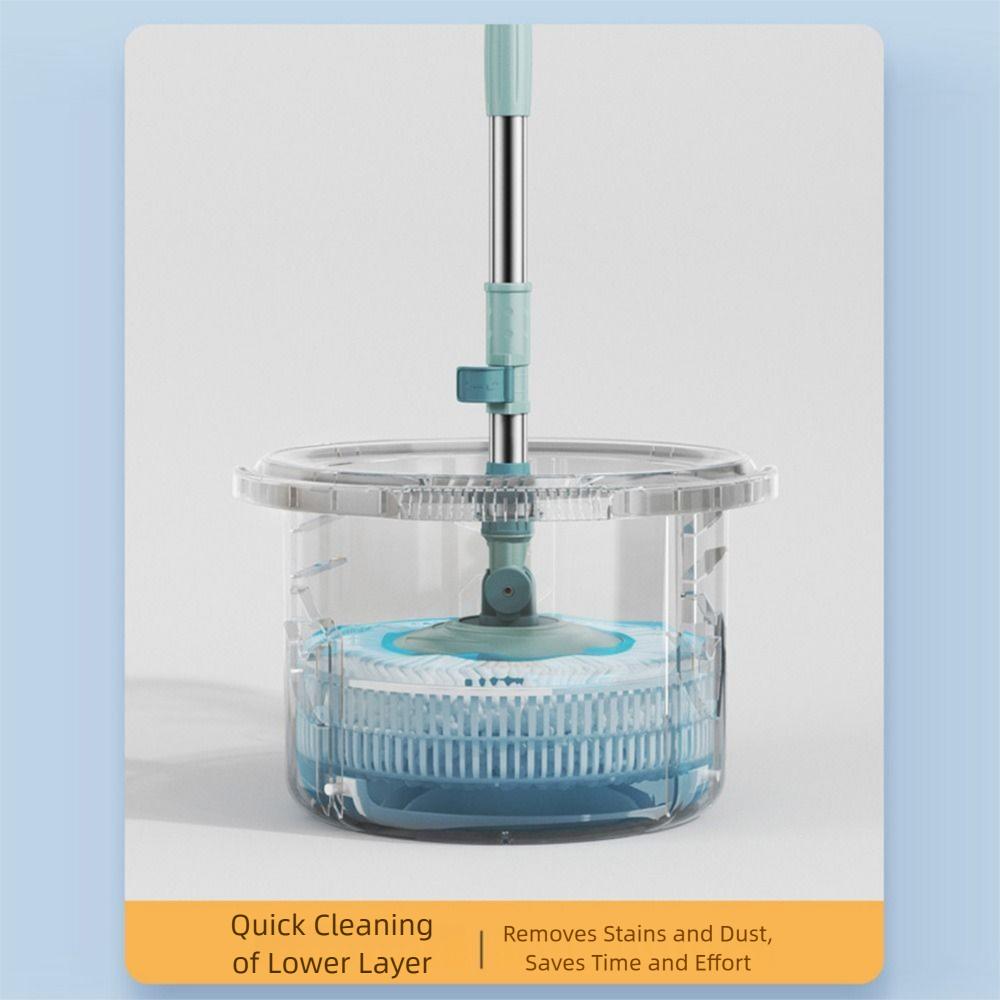 Self-separating Rotary Mop and Bucket Set Extended Handle Hand-Free Spin Floor Cleaner Tool Save Space Self Wringing