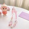 Lanyard Pink Acrylic Beaded Pendant Mobile Phone Straps Wrist Hand Lanyard Phone Charm Hand Strap