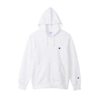 Hoodie Long Sleeve Fleece COTTON USA One Point Logo Embroidery Zip Hooded Sweatshirt White [Champion] C3-W104/C3-W104L/C3-W104Z/C3-Y137/C3-Y137L Men's