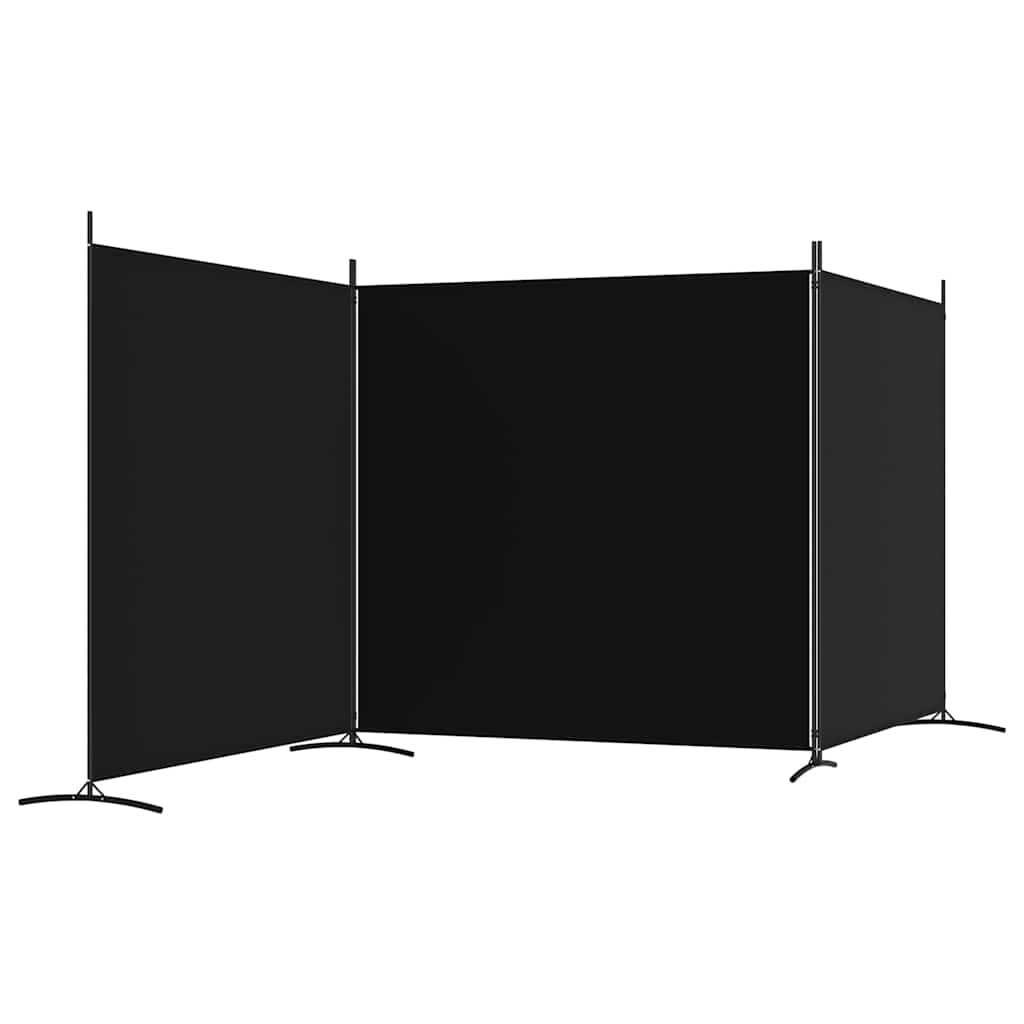 Vidaxl 3-Panel Room Divider, Black, 525X180 Cm, Fabric