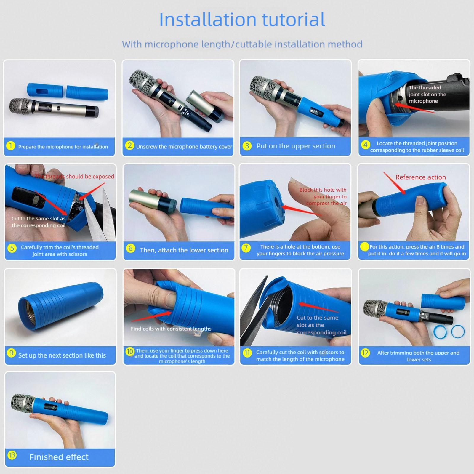 

Wireless Microphones Handle Sleeve Rubber Handle Cover Replacement for KTV Rubber Drop Protective Cover чорний