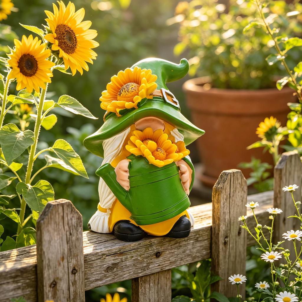 Resin Sunflower Dwarf Ornaments for Garden and Windowsill Decor