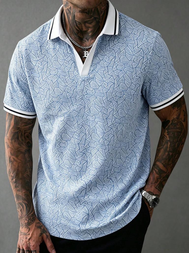 Stylish Striped Short-sleeved Polo Shirt, Versatile and Comfortable for Daily Wear.
