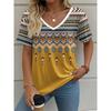 Retro Patterned Printed T-shirt Fashionable Loose Short Sleeved Round Neck Versatile Comfortable Women's V-neck T-shirt