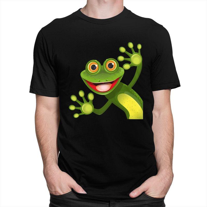 Custom Happy Frog T Shirts for Men Pure Cotton Tees Tshirt Short Sleeve Casual Tshirt Clothing
