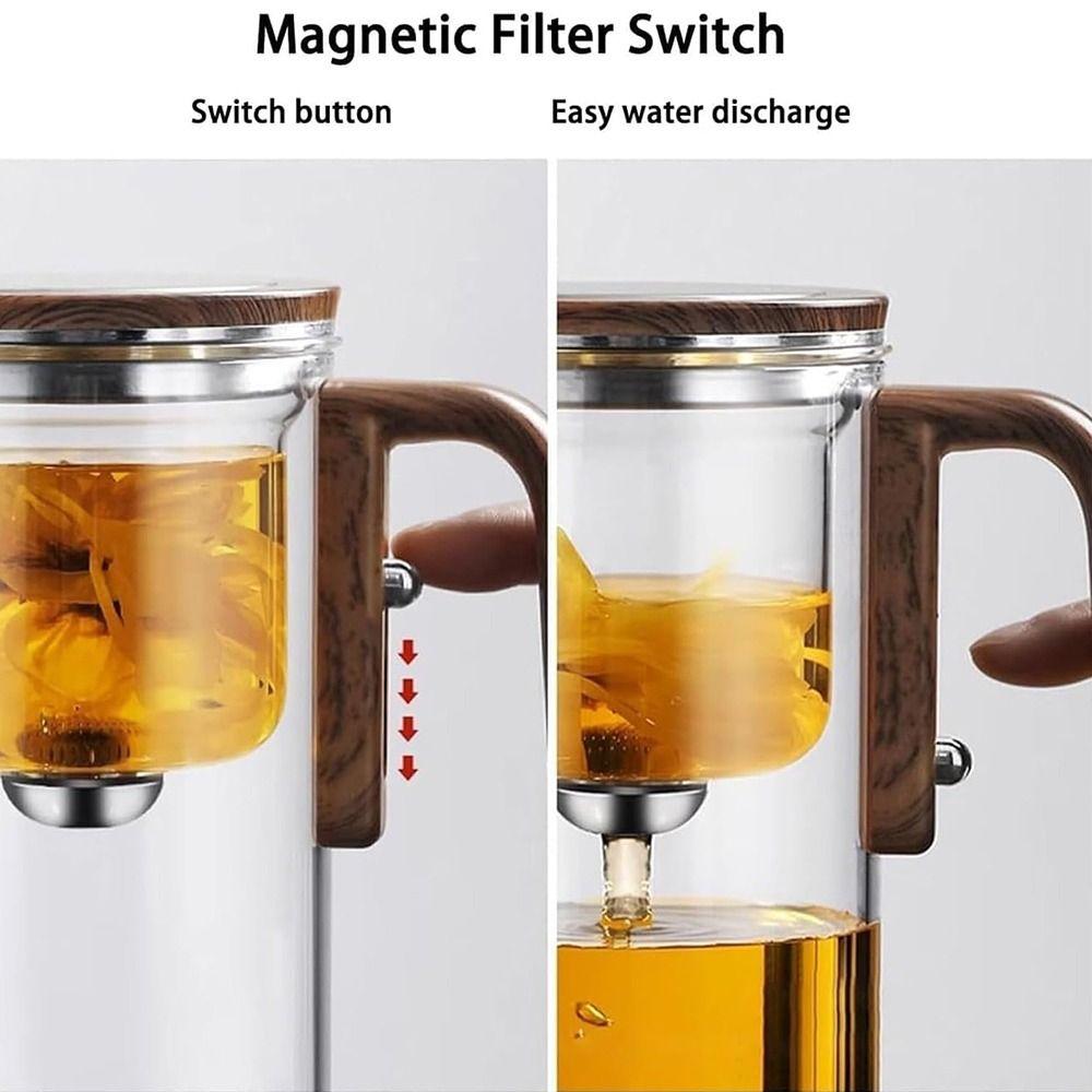 with Infuser Water Separation Glass Teapot Heat Resistant with Strainer Magnetic Glass Teapots Filter Brewing