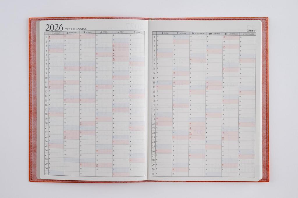 Takahashi 2026 A5 Weekly Desk Casual Size 434 December Diary, 4, Orange, No. (Starts 2025)