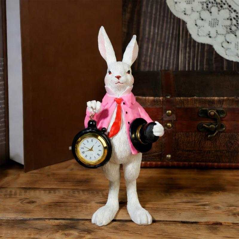 Elegant Easter Rabbit With Top Hat And Pocket Watch Resin Decoration Easter Party Supplies For Home Party Decors 9x9x21cm