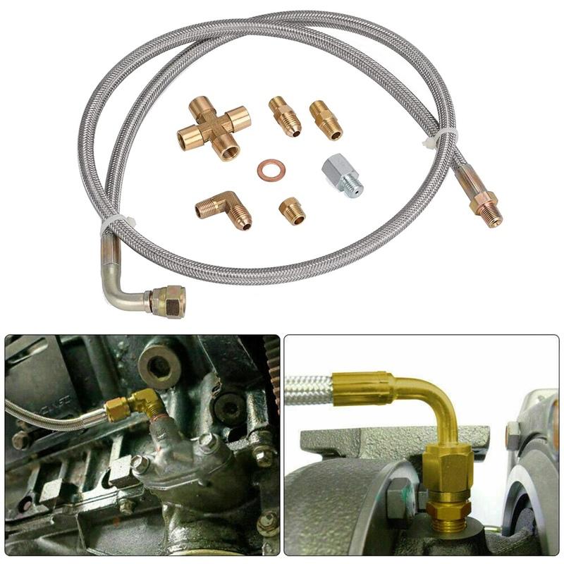 Universal Turbo Oil Feed Line Oil Return Line Oil Drain Line Kit 1/8 NPT 4AN T3 T4 T3/T4 T04E T70 T66 T67 GT35