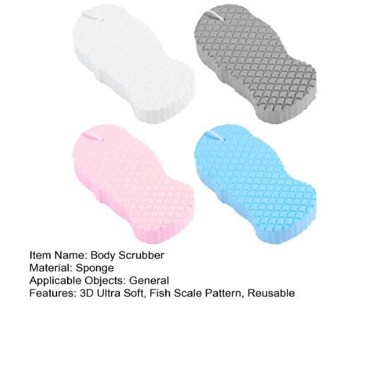 4Pcs 3D Ultra Soft Exfoliating Body Scrubber Fish Scale Pattern Bath Sponge with Lanyard Design Shower Sponge