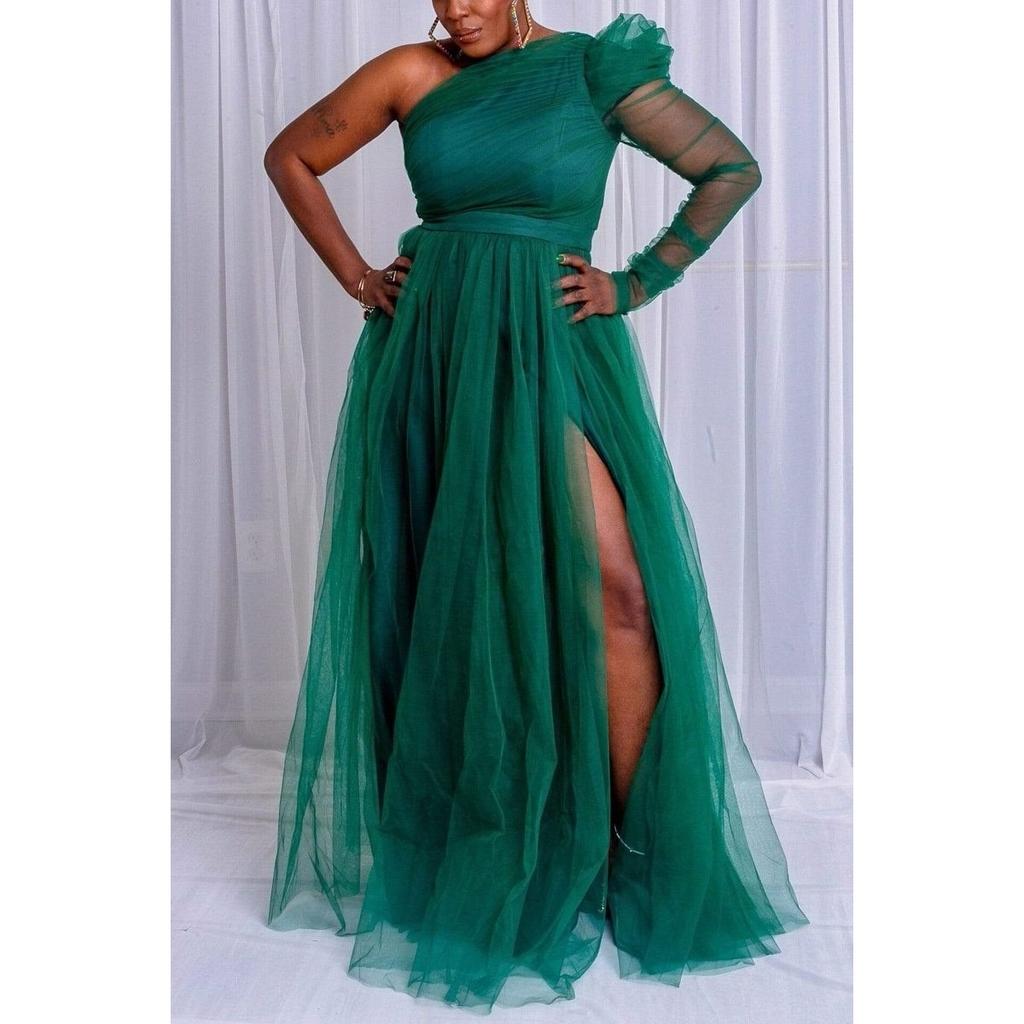 Spring Summer New Women's Plus Size Loose Flare Mesh Dress, Casual Commute European American Style Dress