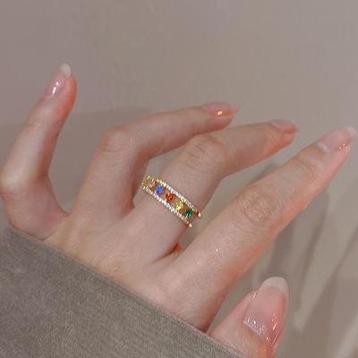 PANJBJ 925 Sterling Silver Multicolour Ring For Women Girl Hollow Out Zircon Sweet Romantic Jewelry Party Gift Dropshipping