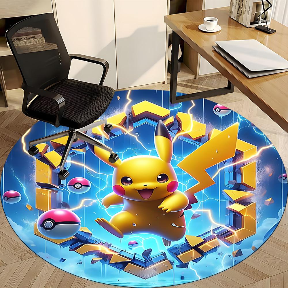 1pc Pikachu, Pokémon Chair Carpet for Office Non-Slip,Machine Washable Rug for Office, Room - Holiday Decor - Machine Made yy251017295