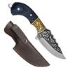 Kitchen Knife Thick Carved Pattern Handmade Knife Outdoor Barbecue Meat Eating Knife Stainless Steel Fruit Knife