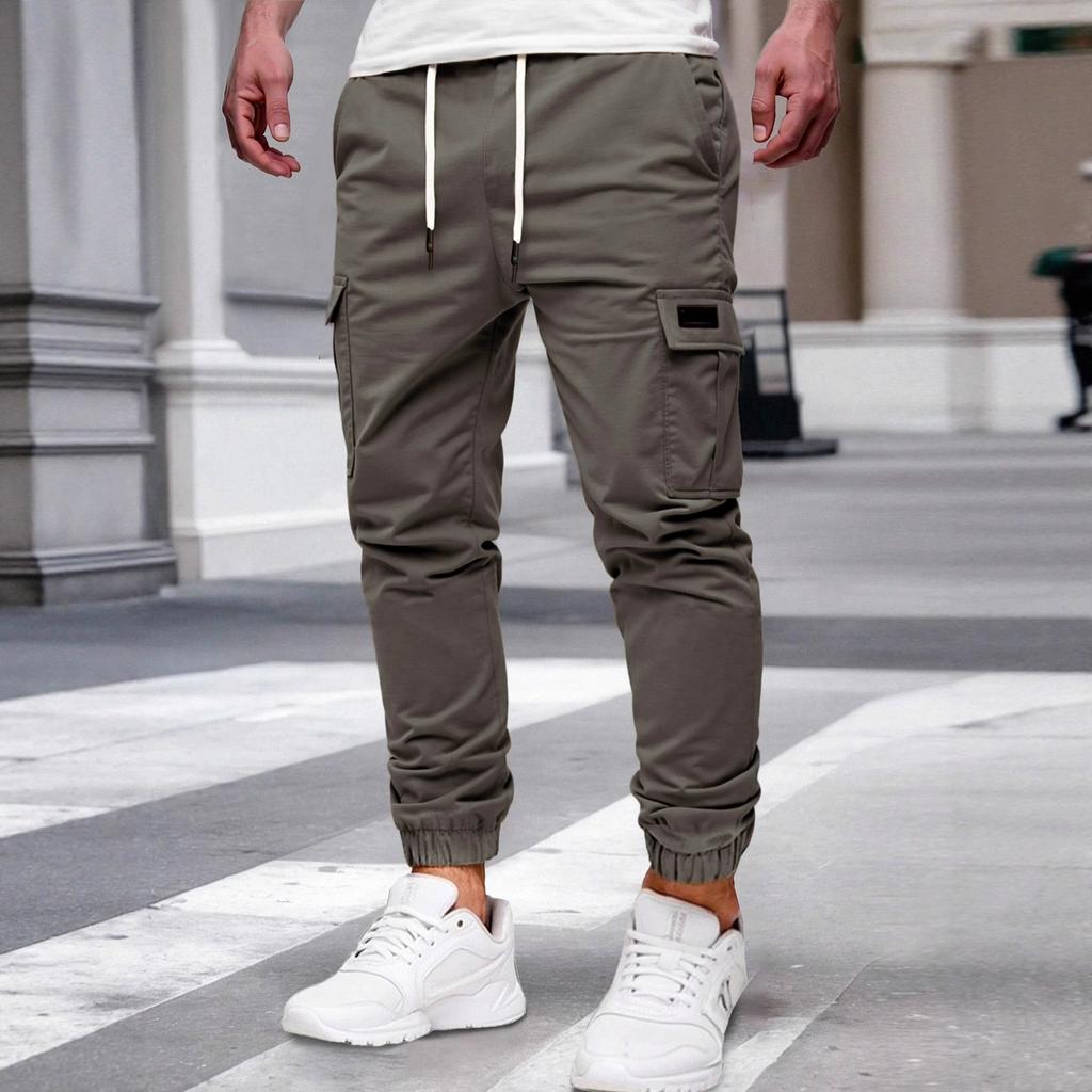 Men's Pants Multi-Pockets Joggers Men Sweatpants 2026 New Casual Solid Cargo Pants Men Oversize Streetwear Pants Men Trousers