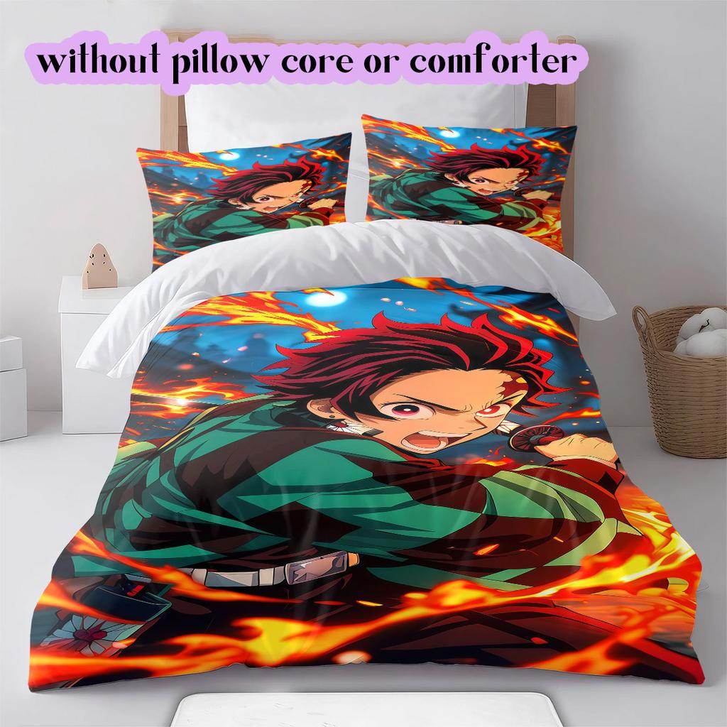 Demon Slayer Nezuko Tanjiro Duvet Cover Bedding Set 3pcs Cartoon Print Children's Gift Extra Large Size Various Sizes New