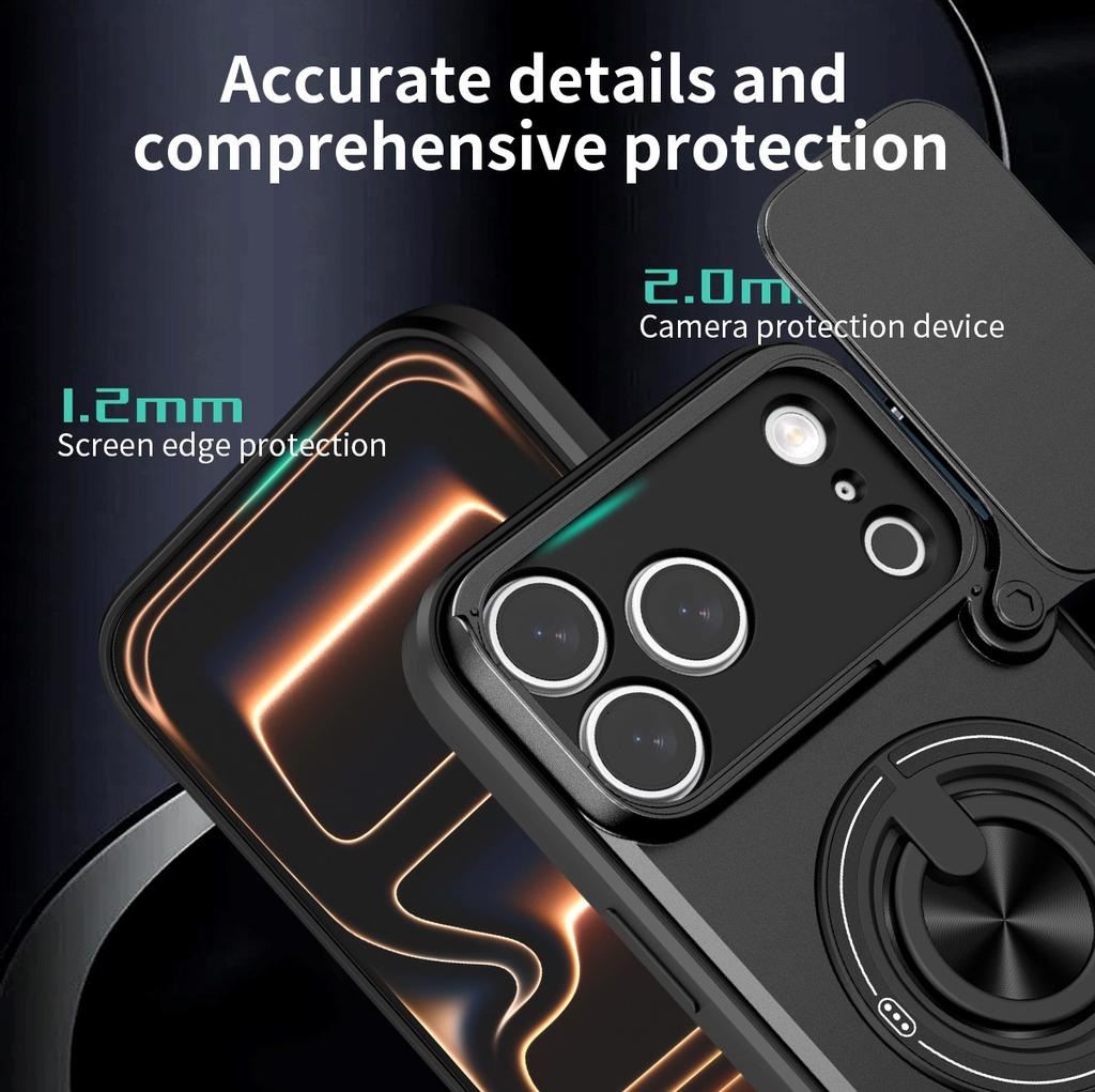 The new model is suitable for anti-fingerprint Apple 17 mobile phone case, ring magnetic suction 16pro window push bracket, mobile phone protective