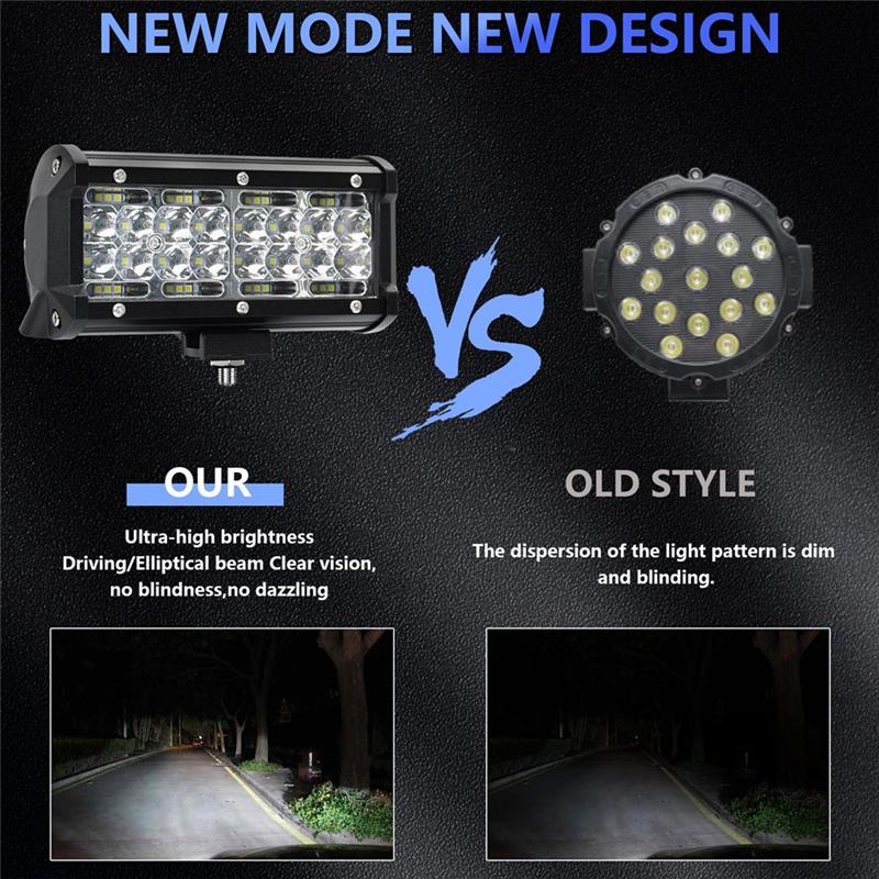 7 Inch LED Light Bar, 120W 12000Lm LED Pod Lights Work Lights, Spot Flood Combo  Off Road Light Pods Fog Lights 2PCS