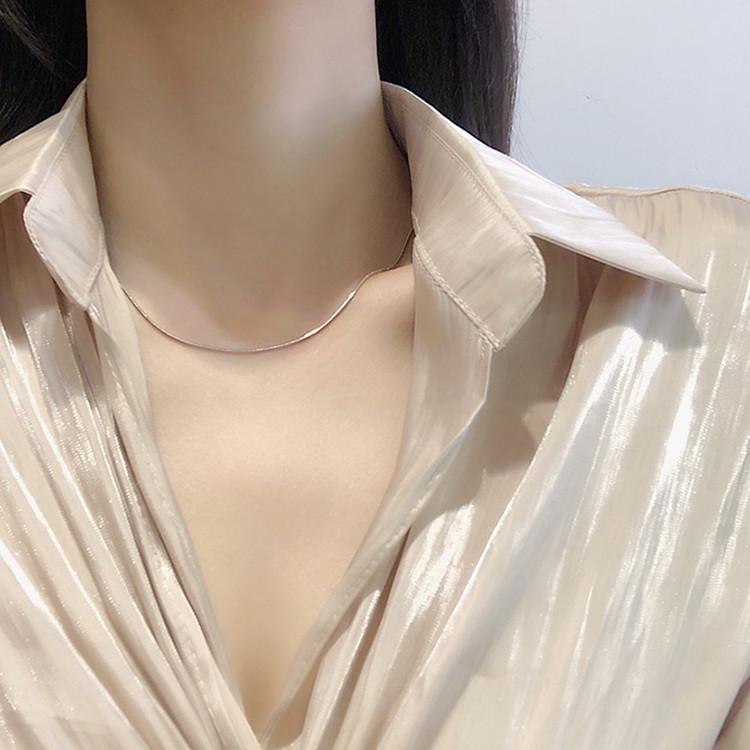 Extremely Fine Plain Chain Snake Bone Necklace Women's Light Luxury Niche Neck Chain High Sense Collarbone Chain Ins Cold Wind Accessories