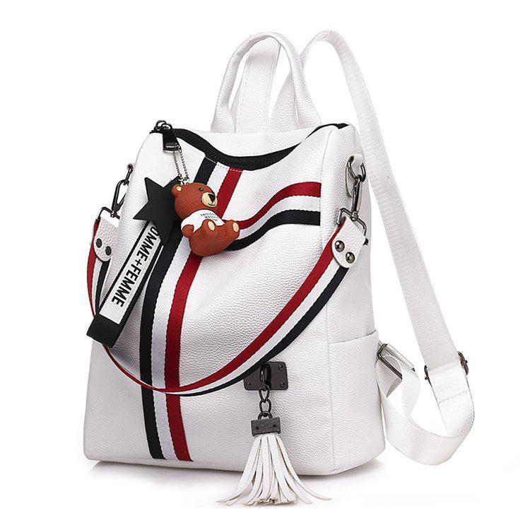 Ribbon Pendant Bear Two-way Shoulder Backpack for Women