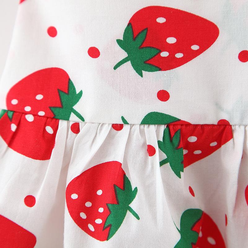 A732 Kleid mit Erdbeerdruck mit Hut – Frisches Kleid für Kleinkind-Babymädchen