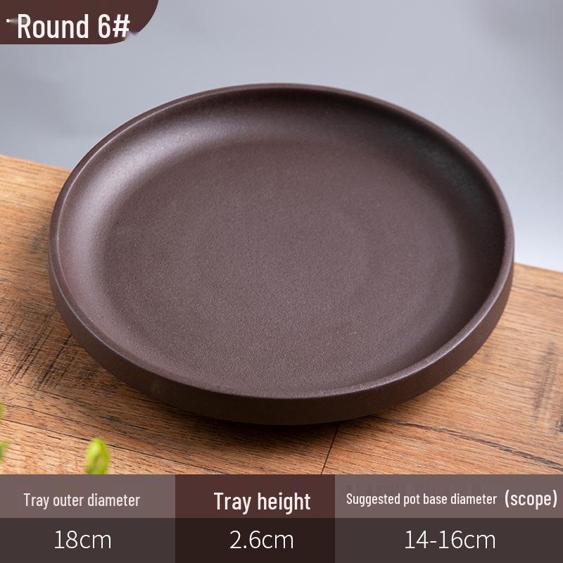 Purple Clay Ceramic Flower Pot Tray - Rectangular/Round Base for Water Catching Bonsai