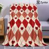 Red Heart Argyle Lightweight Microfiber Soft Christmas Fleece Blanket Warm Cozy Throw for Bed Sofa Office Travel All Season