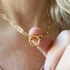 Stainless Steel Circular Ring Brooch, Collar Chain Pendant, Necklace, Unique and Simple Design, Suitable for Both Men and Women.