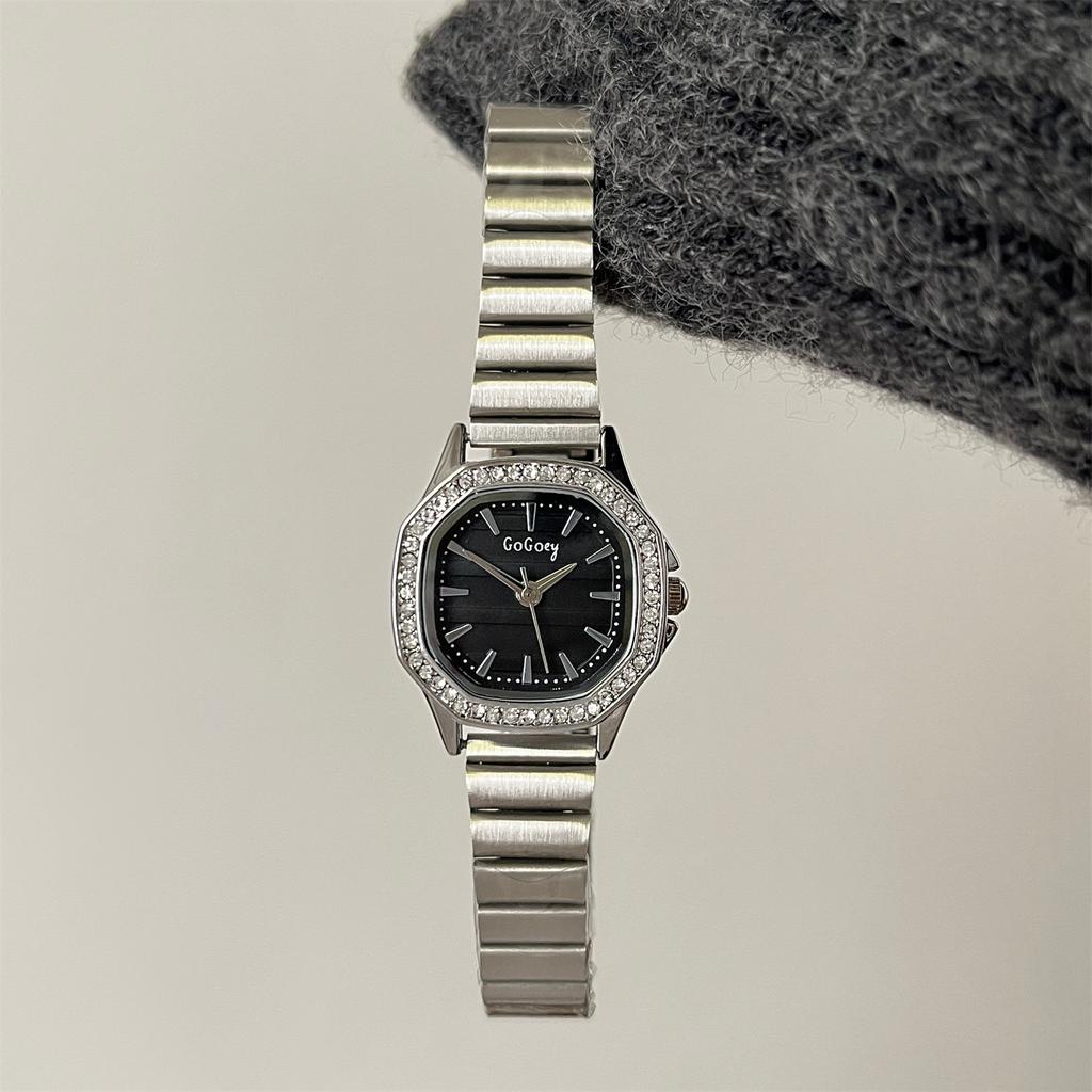 Mała Tarcza Paski Diamentowe Metalowy Dzwonek Bambusowy Łańcuszek Zegarek Kwarcowy Damski Niszowy Lekki Luksus Retro