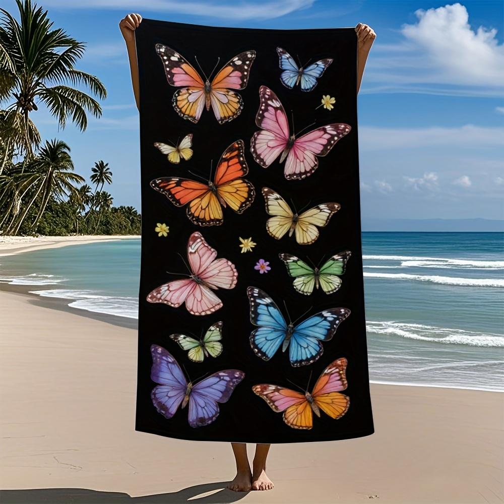 Colorful Butterflies Microfiber Bath Towel Set Fast Dry Ultra-Fine Highly Absorbent Contemporary Look Ideal for Pool Travel Home