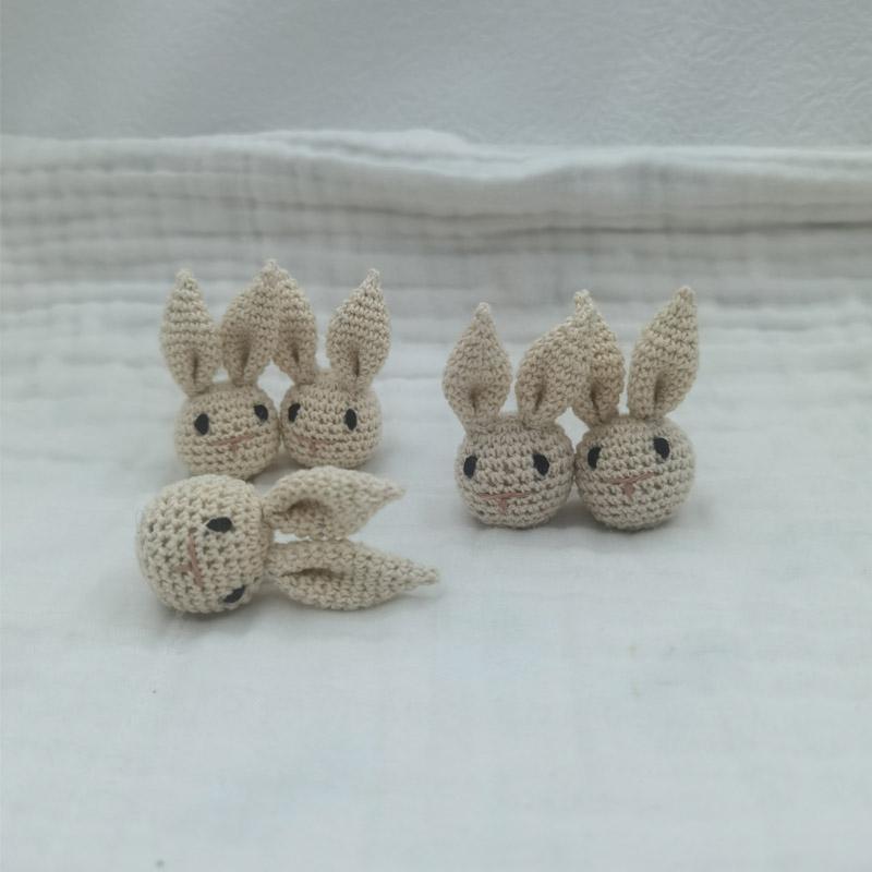 5pc Crochet Beads Animal Rabbit  Chewable Beads DIY Wooden Teething Knitting Beads Jewelry Crib Sensory Toy Baby Teether