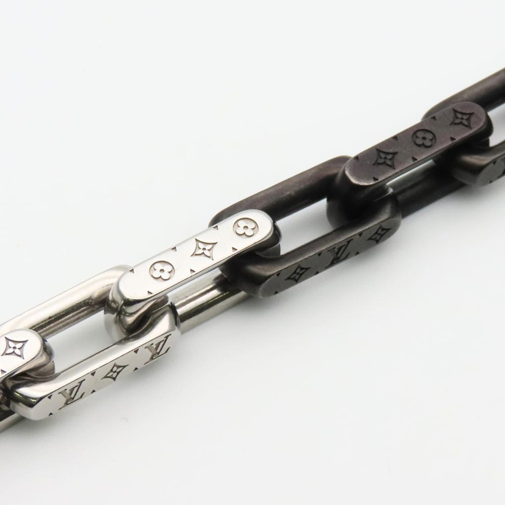 Used LOUIS VUITTON bracelet Monogram Chain M00687 metal 51.3g Silver black Accessories