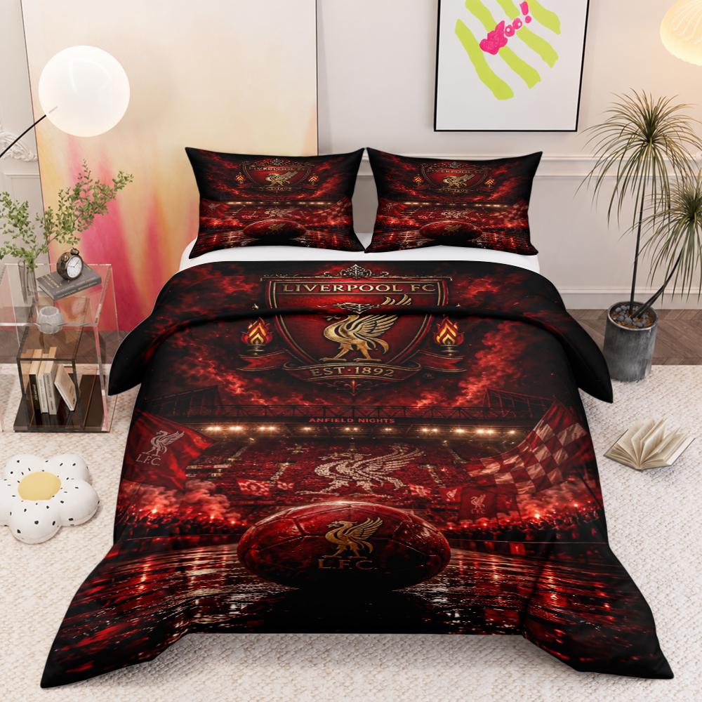 Liverpool FC Emblem & Stadium Design Bedding Set (1 duvet cover, 2 pillowcases, duvet not included)