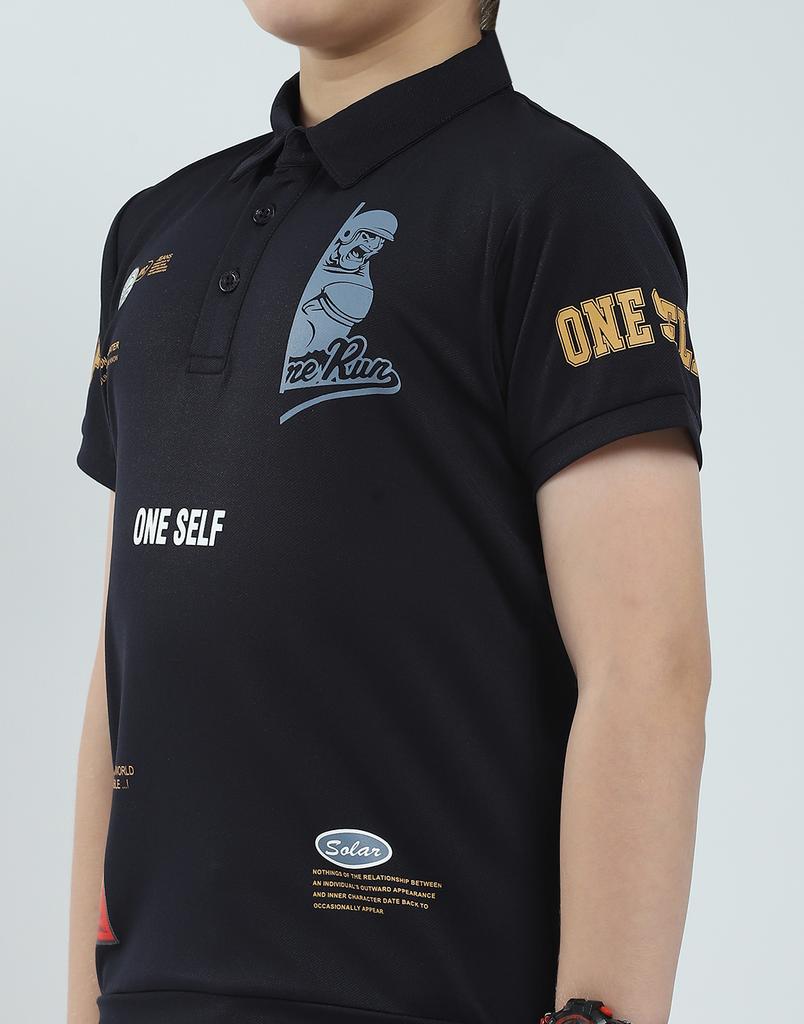 Monte Carlo Boys's Regular Fit Printed Polo Half Sleeve T-Shirt