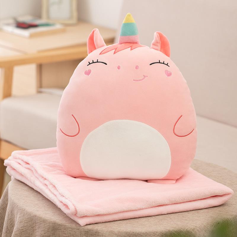 Cartoon Animal Two-in-One Pillow Blanket – Multifunctional Quilt for Home & Office, Customizable with Logo