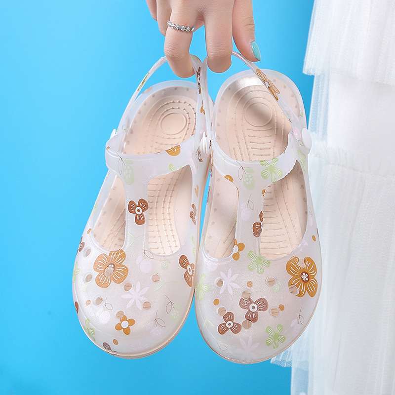 Summer new hole shoes women's sandals nurse flat jelly shoes maternity shoes beach shoes thickened home slippers women