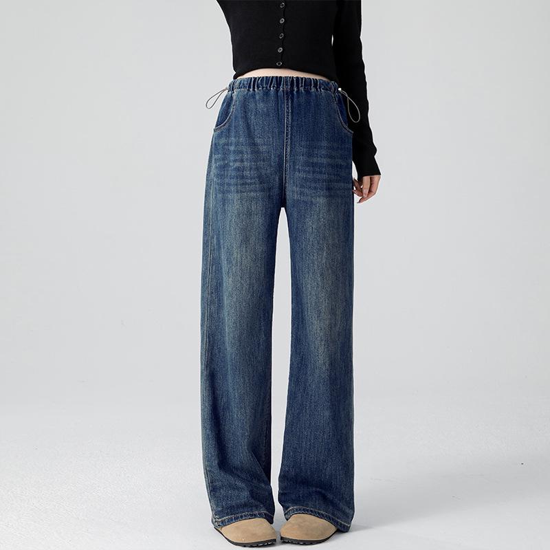 Real Shot High-Quality Stretchy Maternity Jeans with Side Drawstring - Casual Straight Leg Pants XL