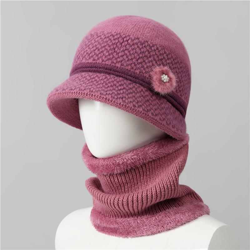 Hat Women'S Season Ear Protection Warm Mom Hat Fleece Thick Ear Protection Grandma Grandma Elderly Cotton Hat