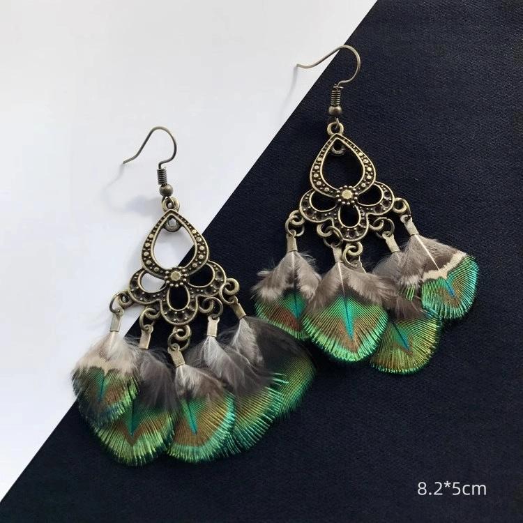 Unique Exaggerate Feather Earrings Creative Feathers Long Earrings Trendy Boho Big Earrings Women Statement Jewelry Wholesale