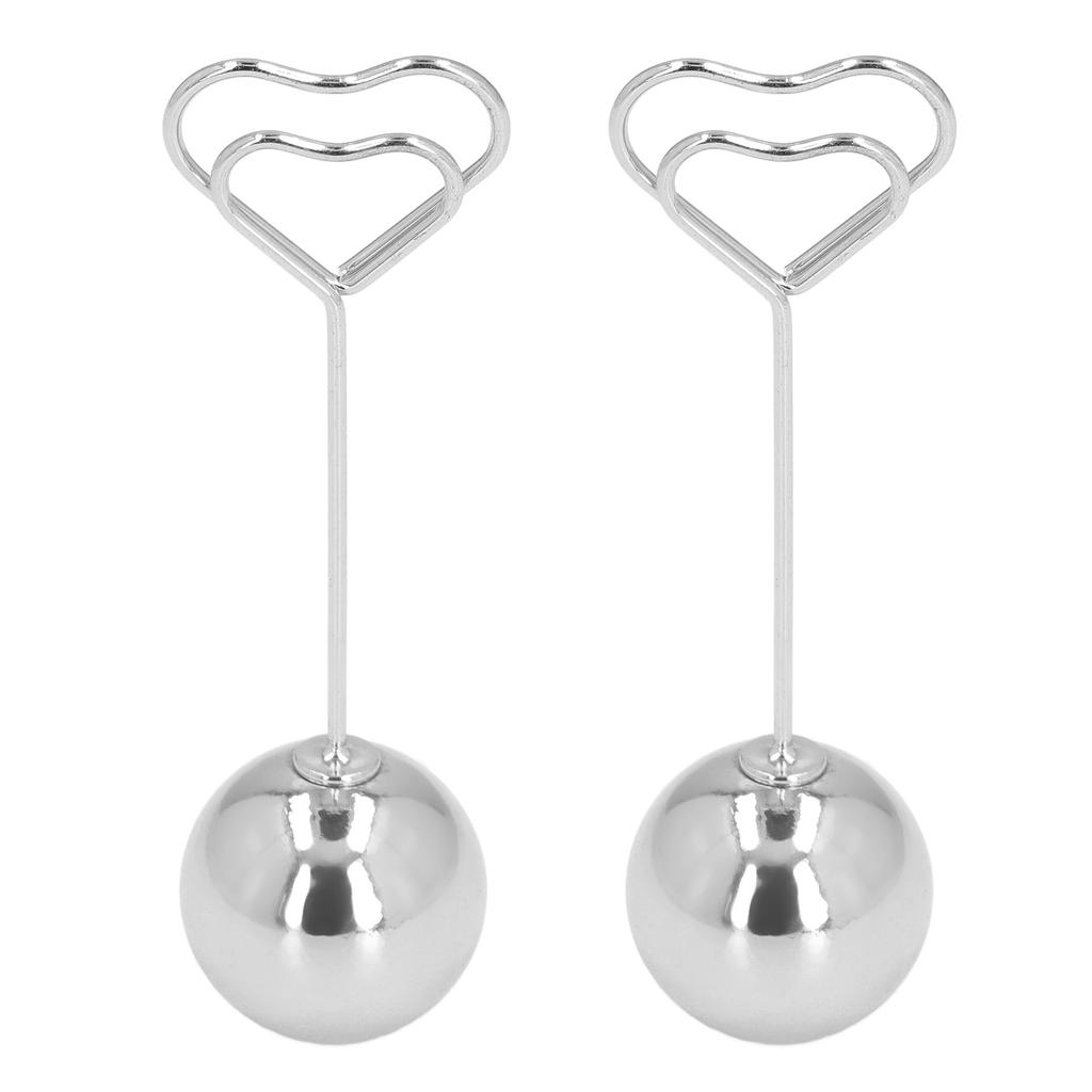 2Pcs Table Number Holder Heart Shaped Firm Stable Premium Metal Sturdy   Wide Application Place Card Holder