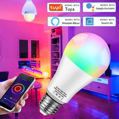 Tuya WiFi Smart LED Bulb Light E27 12W 15W 18W RGB CW Dimmable Led Lamp App Control Works With Alexa Google Home Assistant