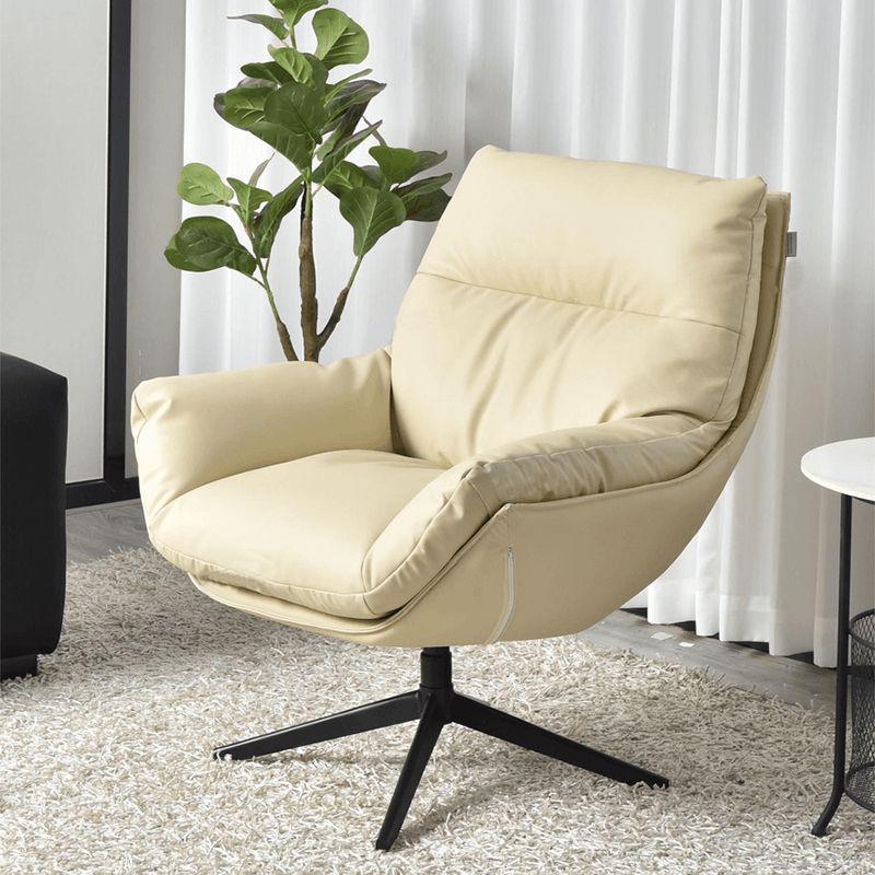 Lawrence Minimalist Rotating Leather Lounge Chair
