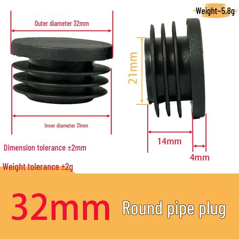 Bouchon d'extrémité rond en PE pour tube - Bouchon d'étanchéité et anti-poussière en plastique pour tuyaux, Plusieurs tailles disponibles