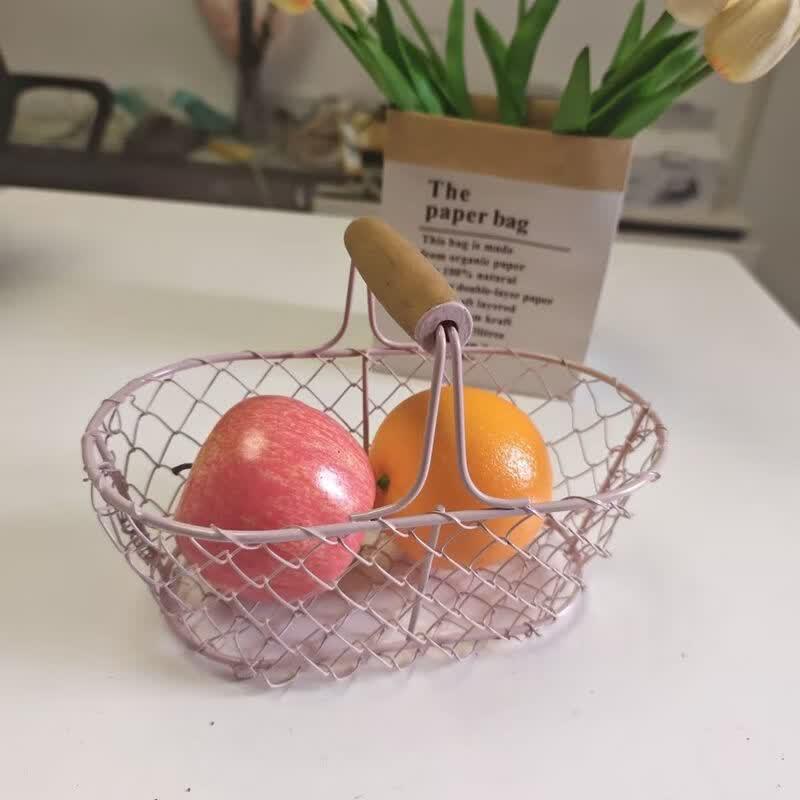 Zhi Shi Iron & Wood Handle Storage Basket