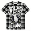 Fashion Men's T-shirt Penguin Grid 3D Print Men's Short Sleeves T-Shirt Loose Casual Summer Outdoor Street Men's and Women's Tees Tops