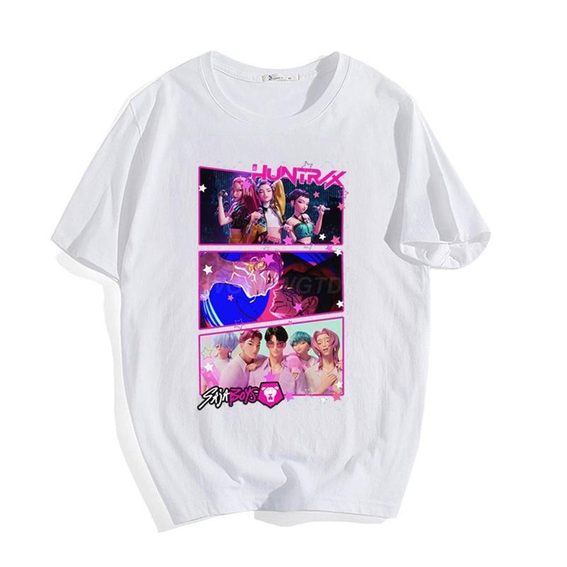 2025 Popular Anime KPop Demon Hunters Printed Casual Cute Fashion Loose, Comfortable, Breathable, Quick Drying T-shirt Top