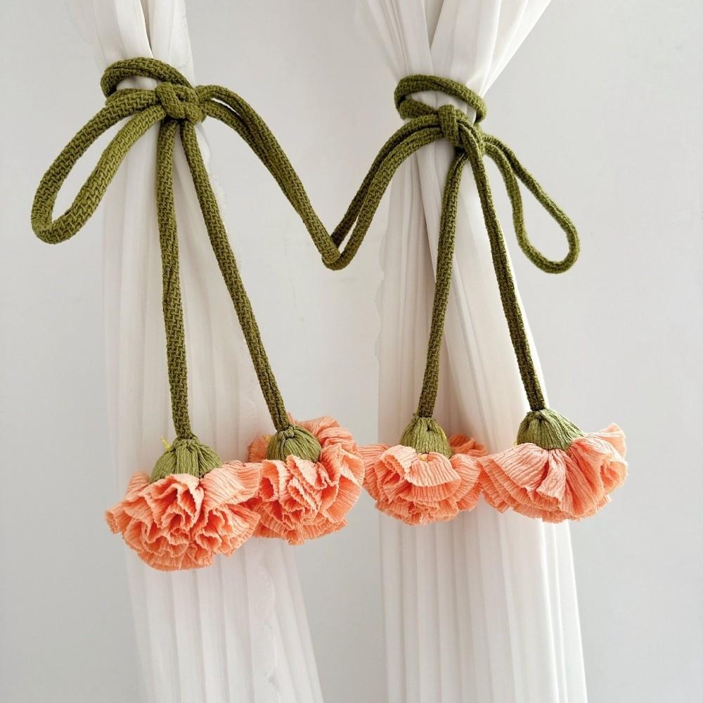 Adjustable Flowers Curtain Straps Decorative Carnation Curtain Tie Rope  Homestay Decor