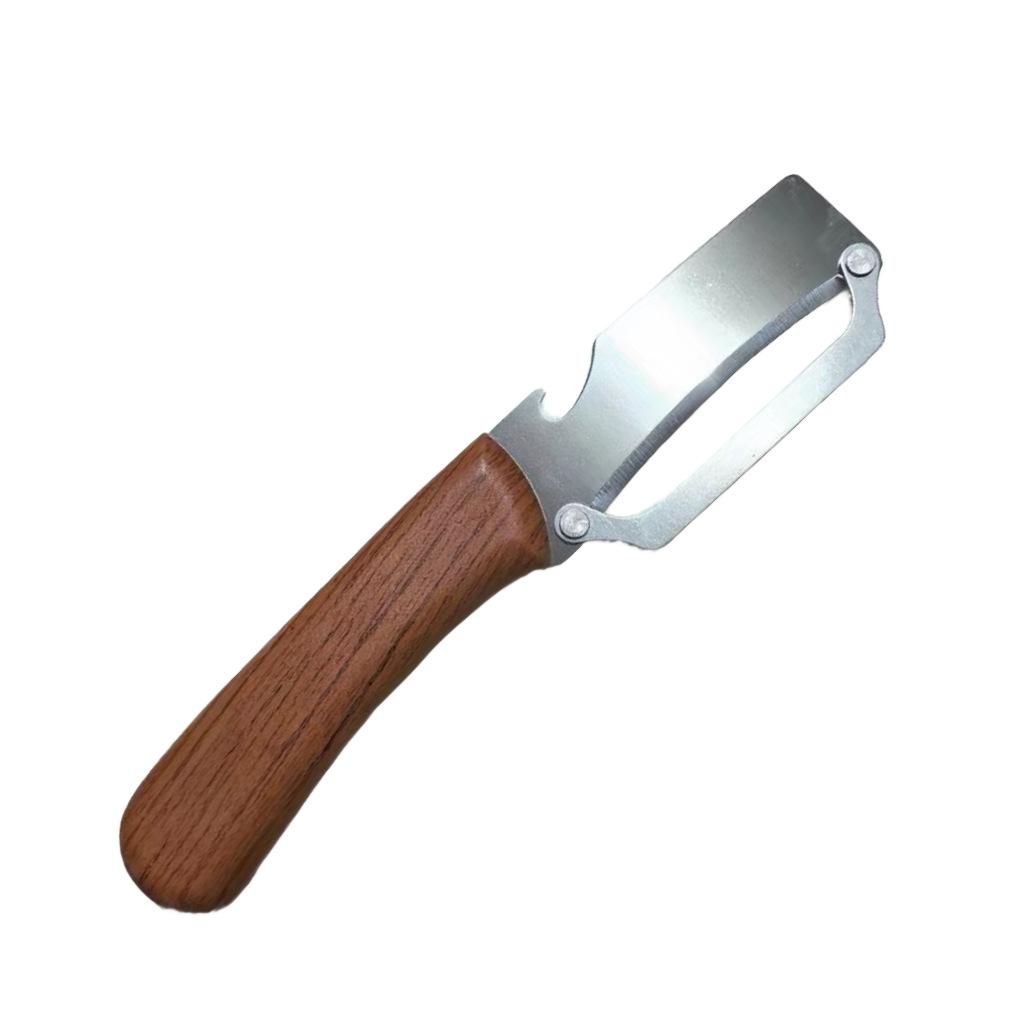 

Овощечистка из нержавеющей стали с деревянной ручкой для чистки и нарезки фруктов и овощей | Прочная и плавная работа plastic handle коричневый